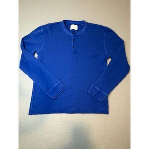Citizens of Humanity 3 Button Waffle Henley Medium Electric Blue SAMPLE NWOT